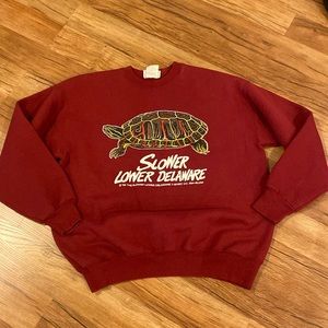 Vintage Crew Sweatshirt Slower Lower Delaware Turtle